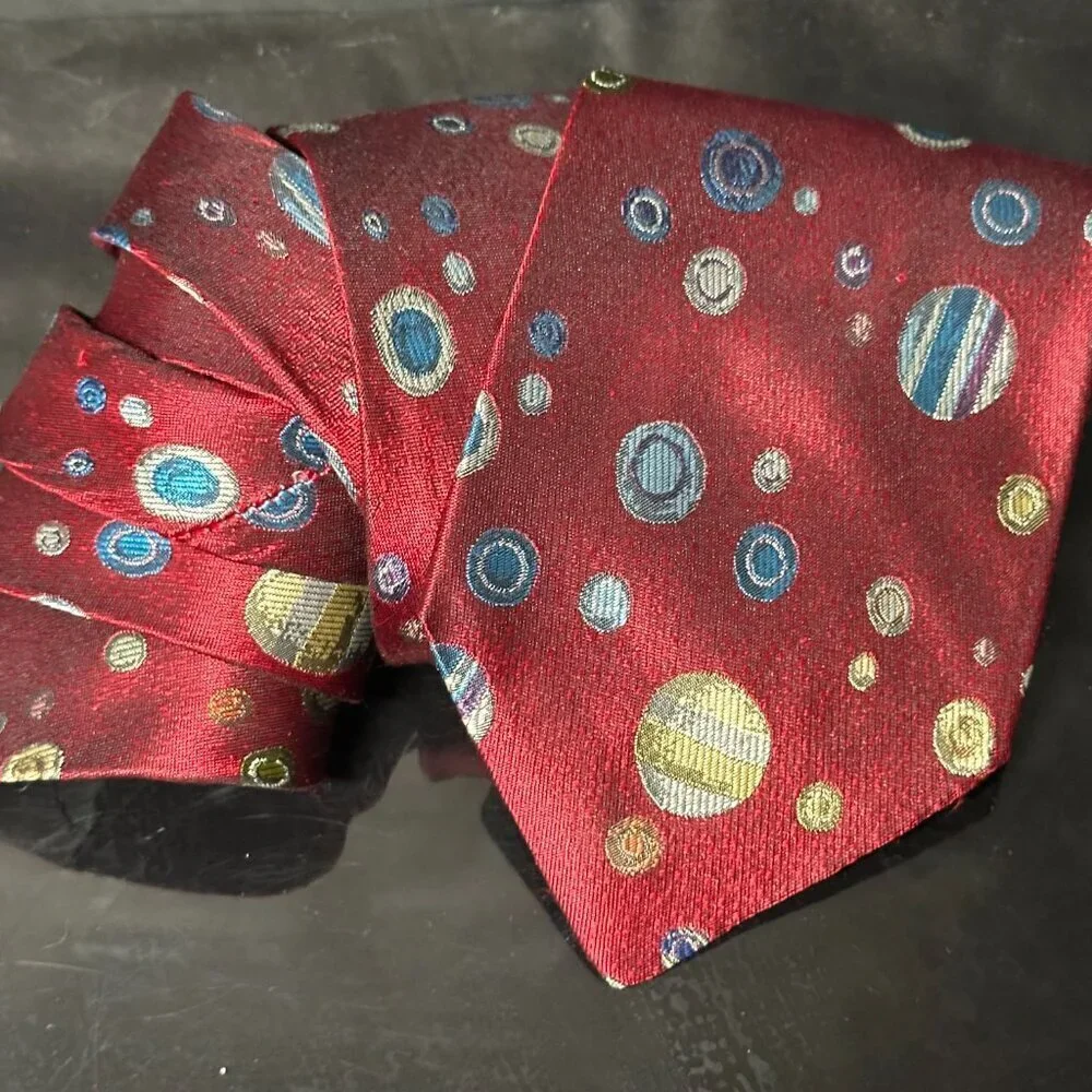 Missoni Tie Pool Balls Retro Silk Burgundy Maroon Neckwear Necktie EUC Designer